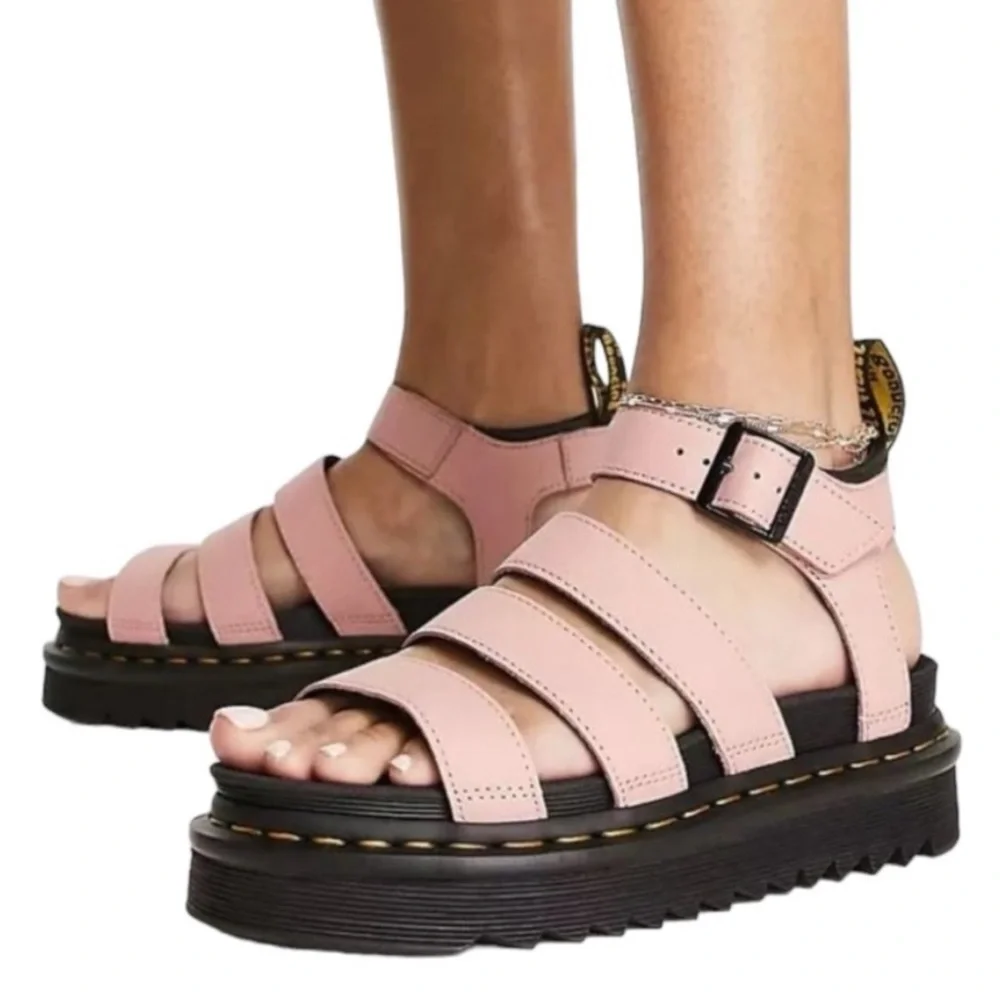 NWT Dr. Martens Blaire Strap Sandal Pisa Leather Peach Pink Beige 8